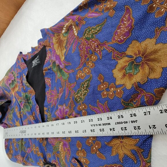 Vintage Asia Craft Textiles Hand Made Indonesian Batik Jacket Cotton Floral Blue - Picture 6 of 9